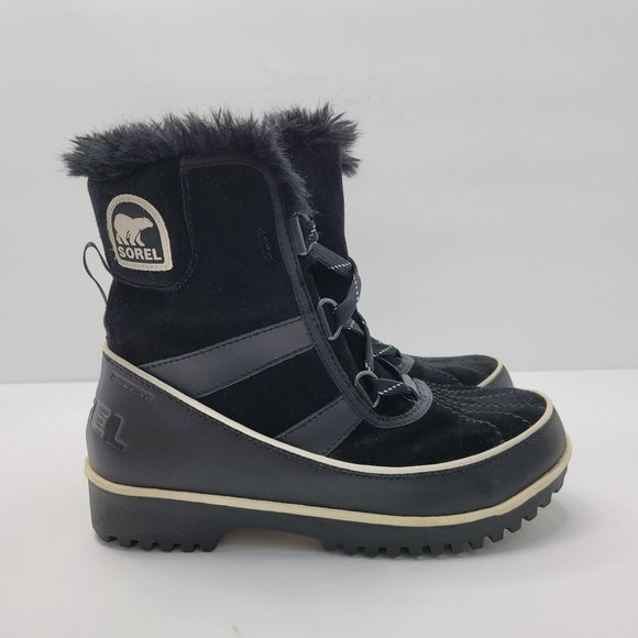 Sorel Tivoli Women's Waterproof Suede Lace Up Boots Black NL2089-010 US Size 6 - Picture 1 of 9